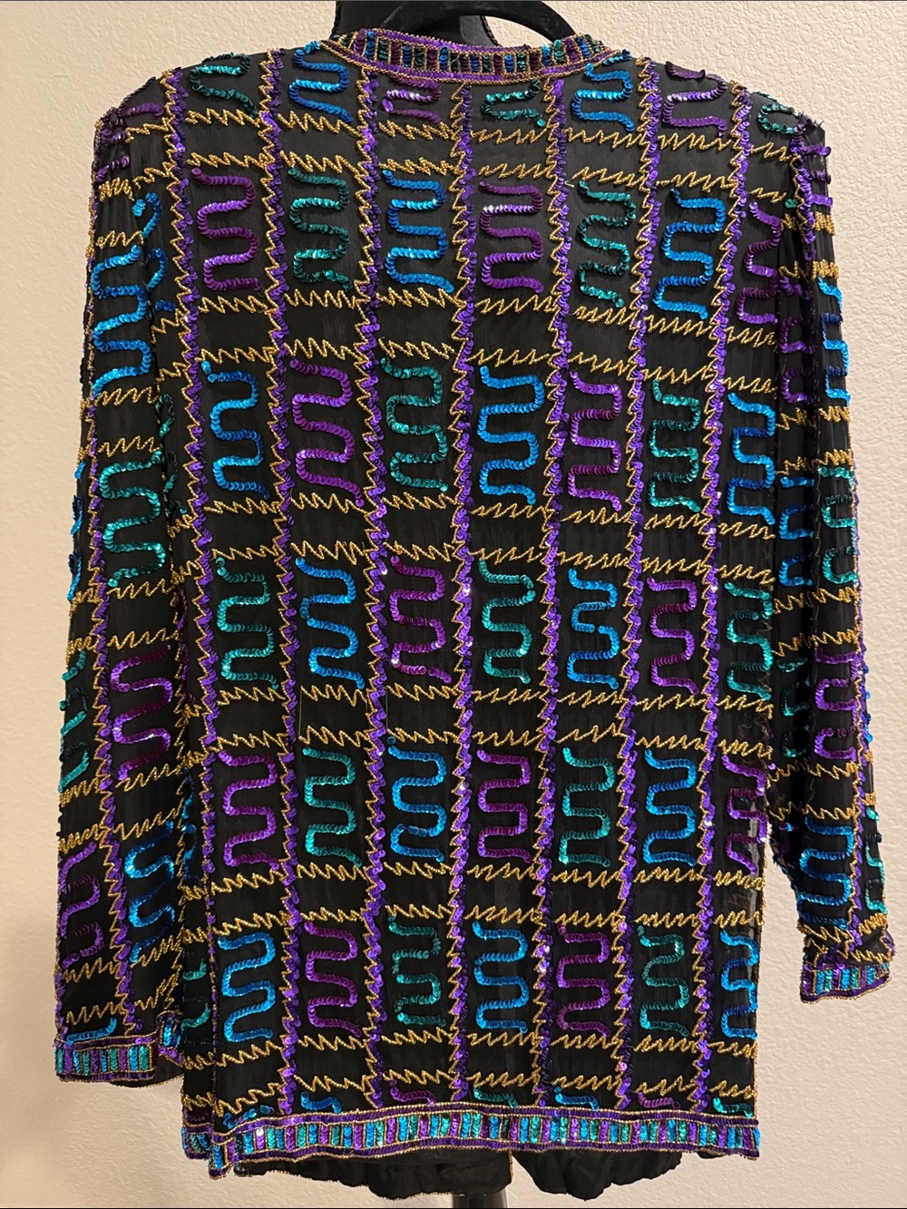 Vintage Brilliante JA Embellished Black Floral Sequin Jacket Deborah Vance ⭐️ - Picture 11 of 17